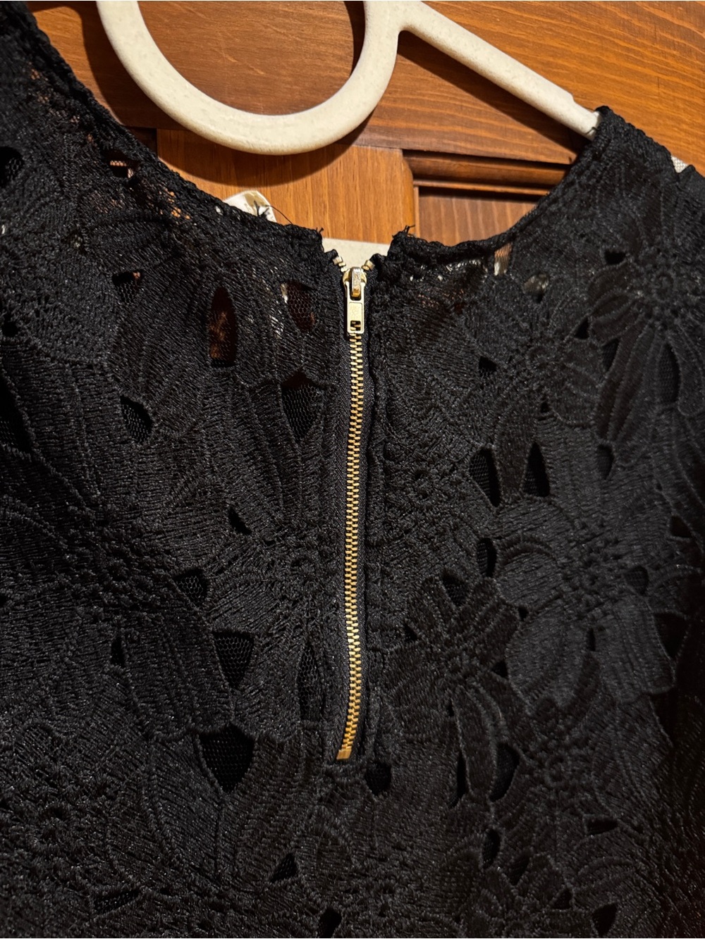 390. Japna Black Crochet Lace Short-Sleeve Blouse - Picture 10 of 11
